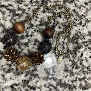 Elegant Gold and Brown Vintage Kenneth Cole Chunky Beaded Necklace